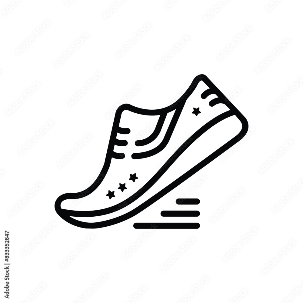 Black line icon for running shoes 