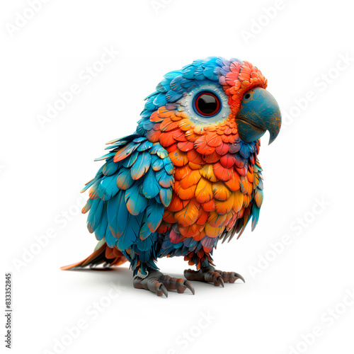 Colorful Bird Standing on White Surface
