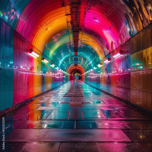 Vibrant Neon Tunnel