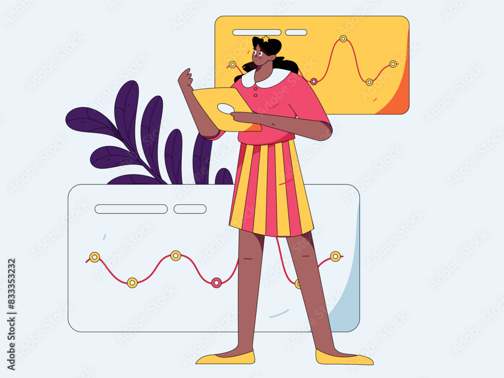 Fototapeta premium Flat vector illustration of business people operating work scene 