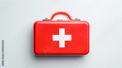 Wallpaper Mural Red first aid kit with a cross with medicines on a white background. Torontodigital.ca
