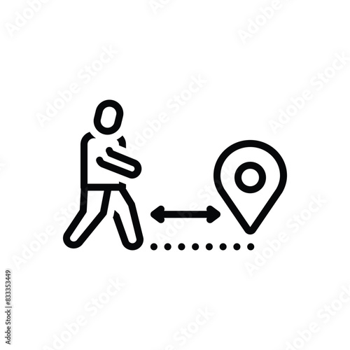 Black line icon for distance 