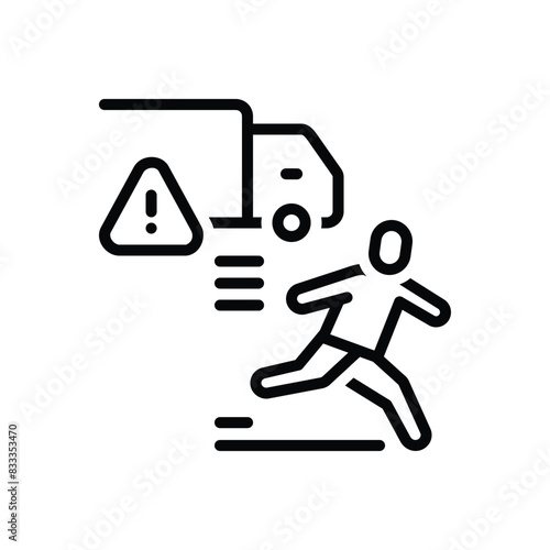 Black line icon for escape 