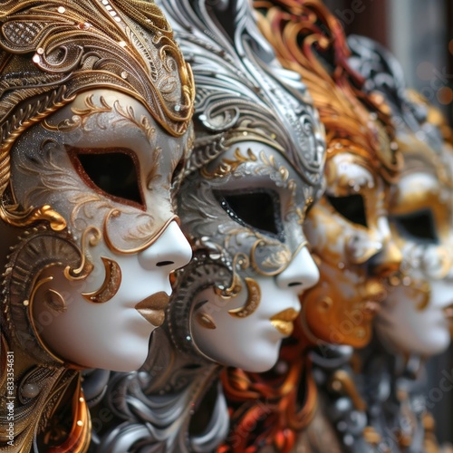 Ornate venetian carnival masks