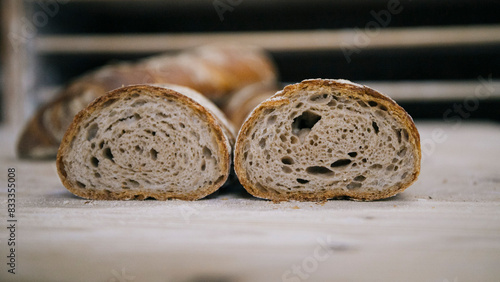 Crusty Rye Bread Loaf with Golden Crust on Display