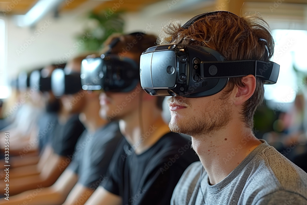 Young player using augmented reality glasses Young player using augmented reality glasses