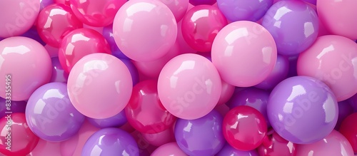 abstract background of pink and purple balloons in the shape of tubes  3d rendering in the style of tubes 