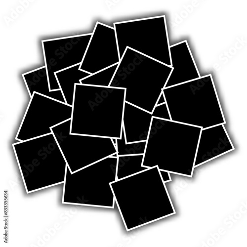 Many instant photos isolated on a white background.