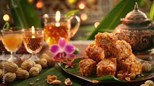 Celebrating Eid al Fitr with peanut cakes or kue kacang photo