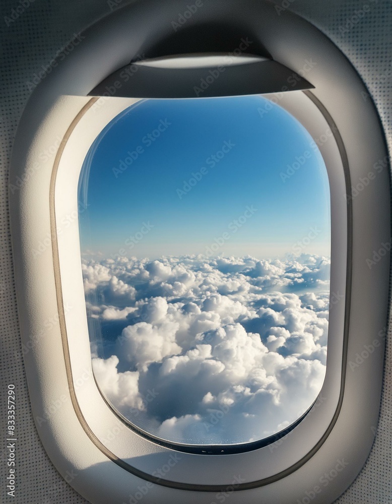 Blick aus Flugzeug Fenster - Wolken und Himmel Blick aus Flugzeug Fenster - Wolken und Himmel
