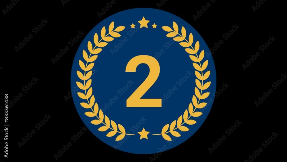 2 Number Laurel wreath Badge Animation 2 Number Laurel wreath Badge Animation