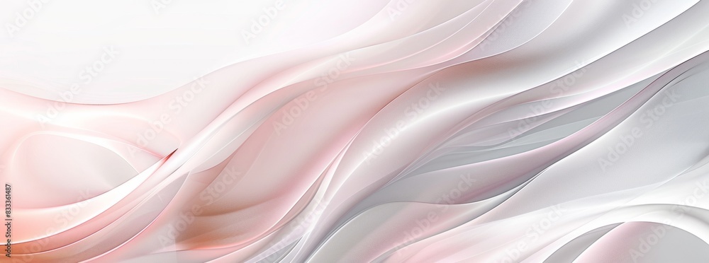 Obraz premium Abstract white and pink background with smooth curved lines