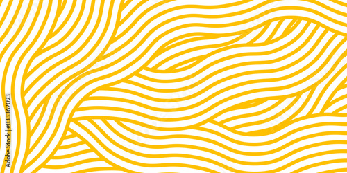 Pattern with wavy yellow noodles. Spaghetti graphic background. Italian pasta