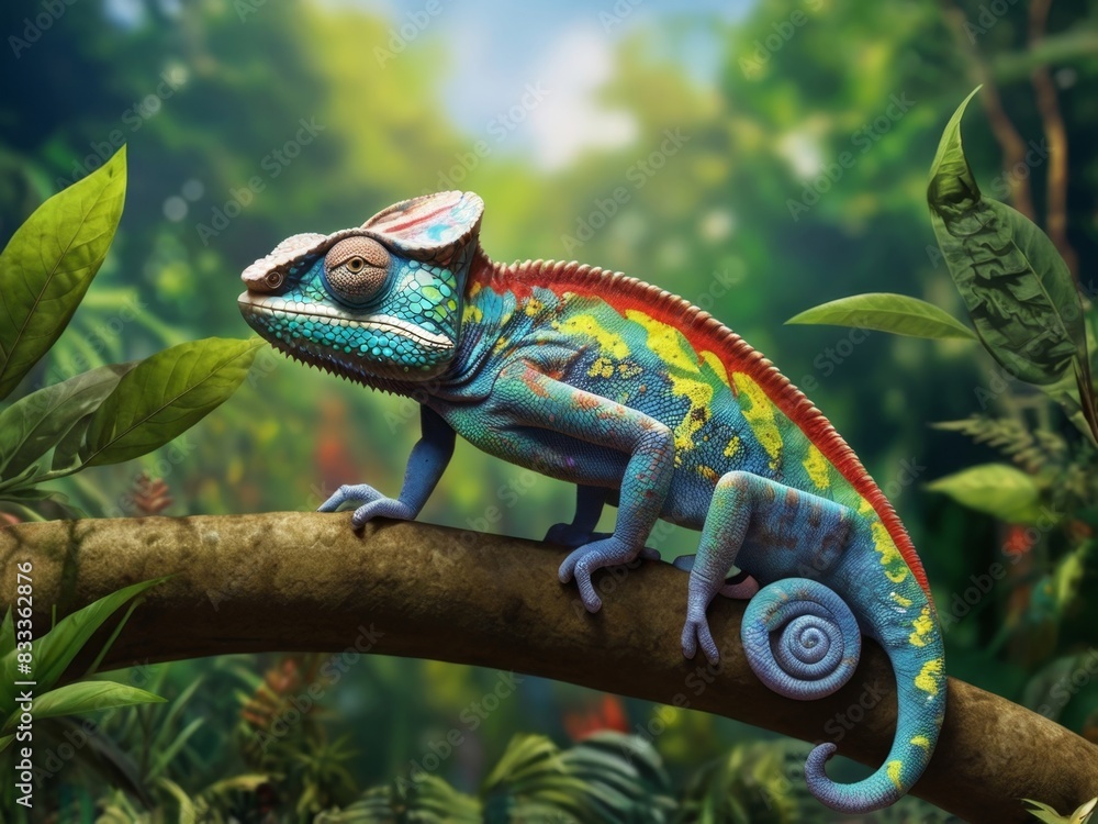 Fototapeta premium chameleon on a tree