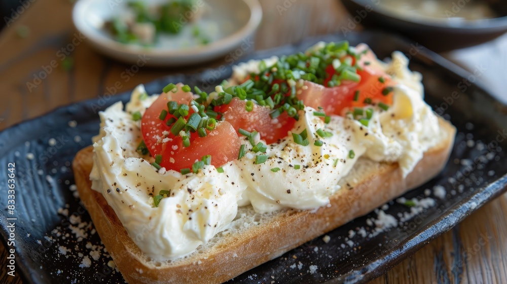 Cream cheese spread on top of Iburigakko Cream cheese spread on top of Iburigakko