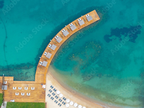 Bodrum Beach and Turquoise Sea Drone Photo, Bodrum Muğla, Türkiye (Turkey)