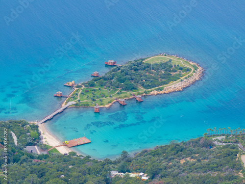 Bodrum Beach and Turquoise Sea Drone Photo, Bodrum Muğla, Türkiye (Turkey) photo