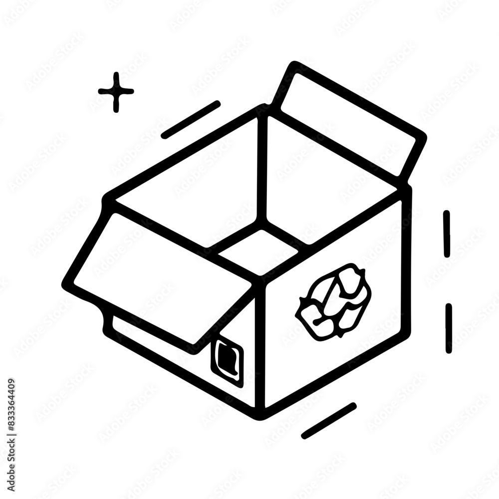 Box line icons. Empty open shipping box or unboxing line art. Carton boxes icon Box line icons. Empty open shipping box or unboxing line art. Carton boxes icon