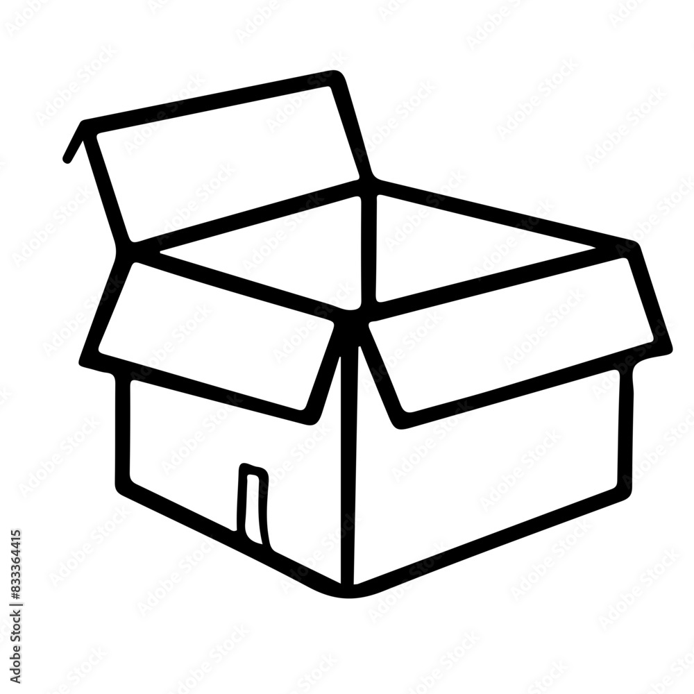 Box line icons. Empty open shipping box or unboxing line art. Carton boxes icon Box line icons. Empty open shipping box or unboxing line art. Carton boxes icon