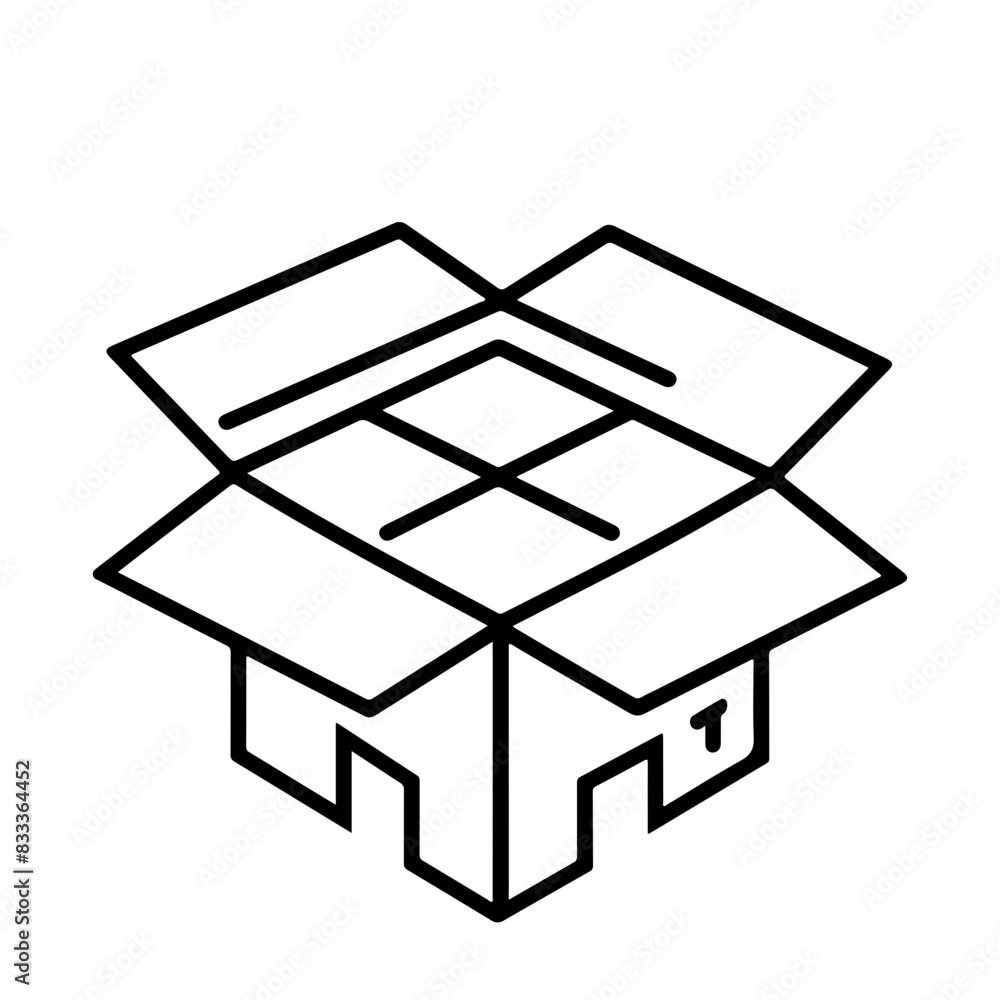 Box line icons. Empty open shipping box or unboxing line art. Carton boxes icon Box line icons. Empty open shipping box or unboxing line art. Carton boxes icon
