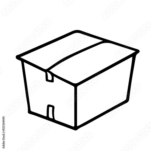 Box line icons. Empty open shipping box or unboxing line art. Carton boxes icon