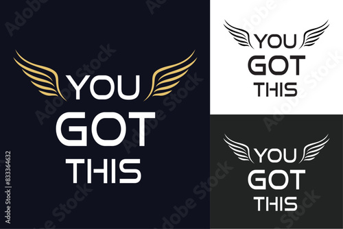 You got this motivational empowering lettering. Quotes for women, men, boys and girls. Groovy retro aesthetic art. Cute encouragement text you can do it shirt design print vector