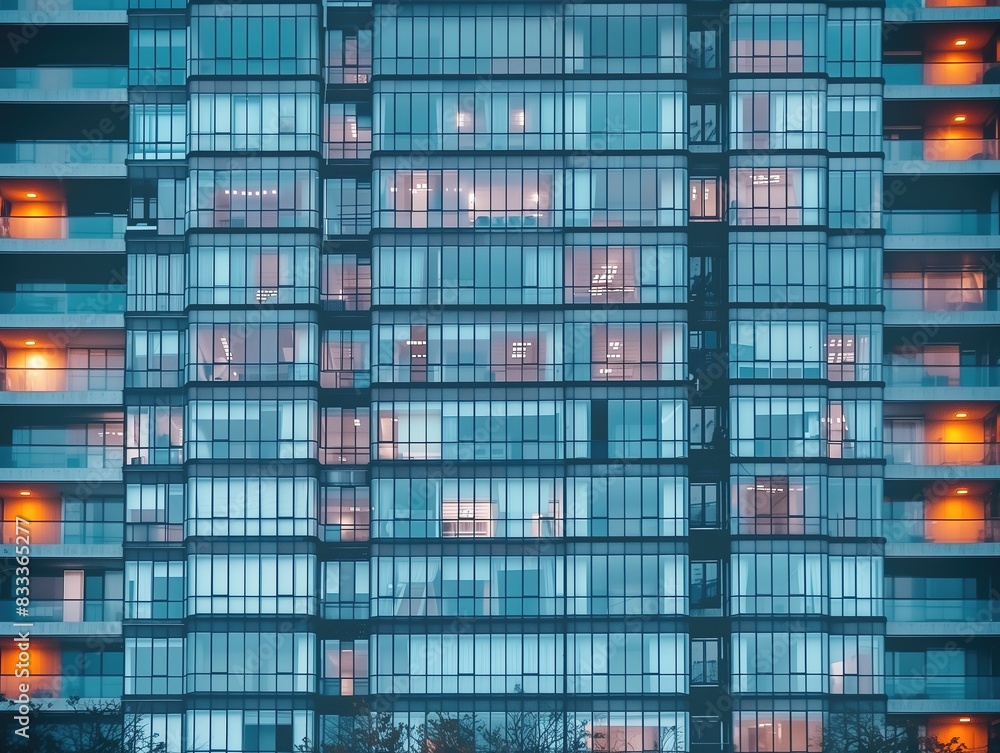 Obraz premium Night window facade building tower ,seamless texture