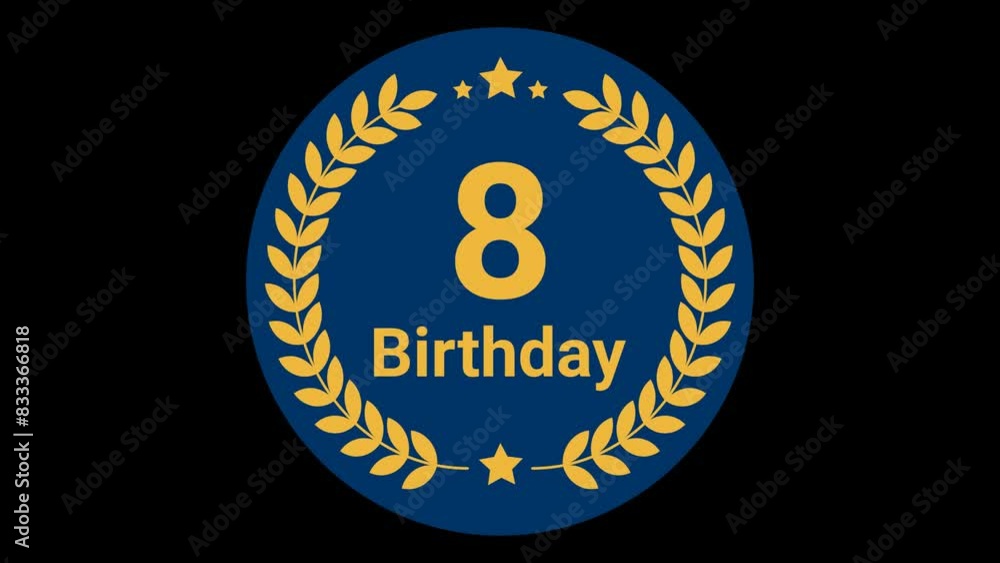 8 Birthday Laurel Wreath badge Animation 8 Birthday Laurel Wreath badge Animation