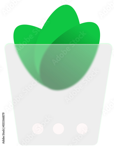green leaves in a semi transparent pot. symbol for green life and sustainable illustration