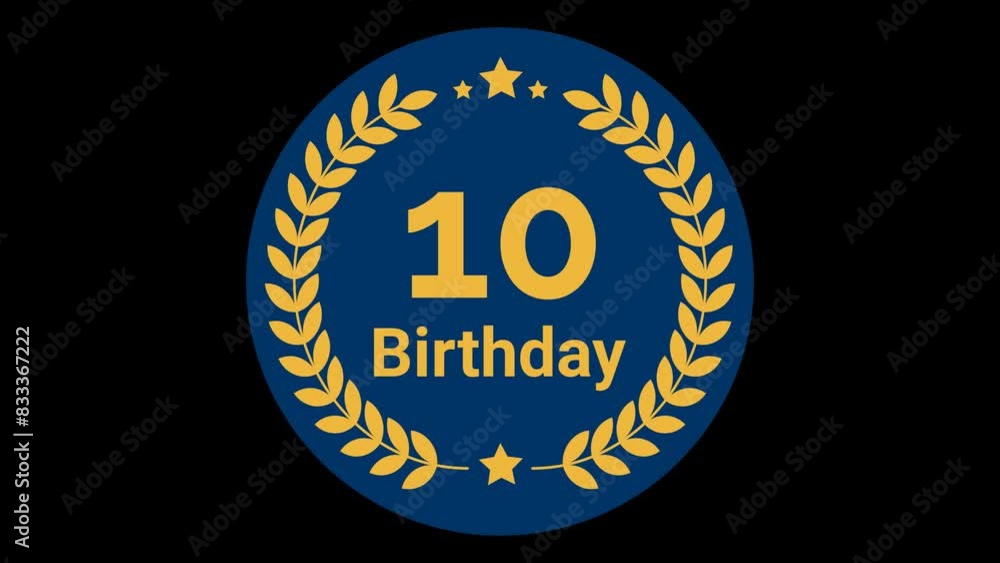 10 Birthday Laurel Wreath badge Animation 10 Birthday Laurel Wreath badge Animation