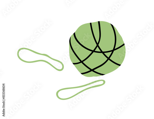 Rubber elastic bands in ball. Latex gum loops, stretching gumbands. Office accessory, supplies, stationery. Multi rubberband storage. Flat graphic vector illustration isolated on white background