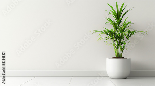 Green plant in a modern interior with white walls