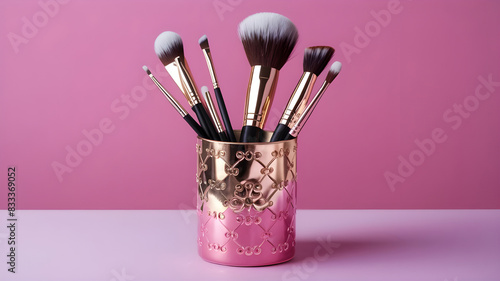Chic Beauty Brush Set, Nail, Makeup, and Hair Brushes in Stylish Holder, Pretty and Organized Essentials for Every Beauty Enthusiast, Elegant Organization