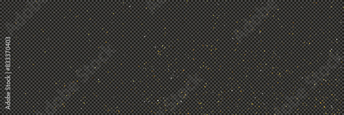 Gold glittering dust with stars on transparent backdrop