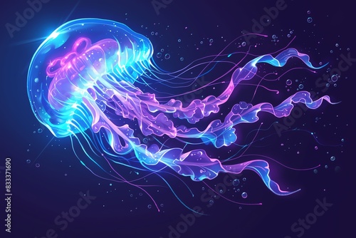 Jellyfish with bioluminescent glow photo