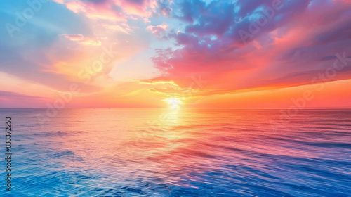 Breathtaking sunrise over calm sea with vibrant colors