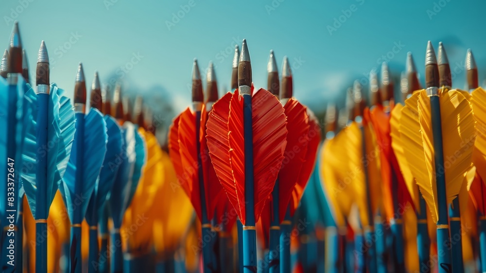 Fototapeta premium Colorful Feathers Aligned in Row