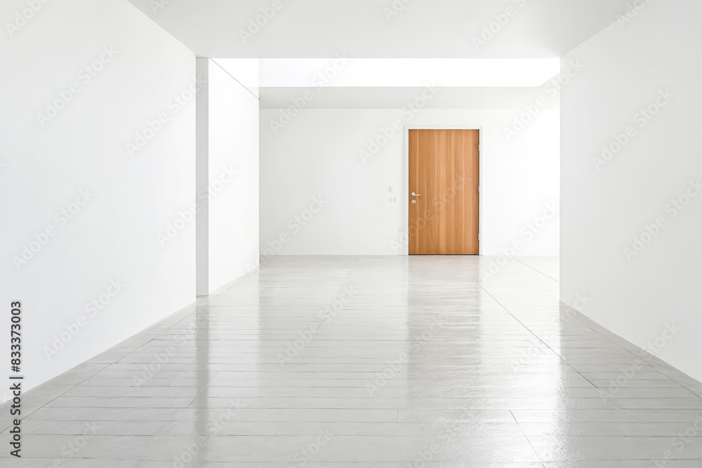 Fototapeta premium Minimalist Room With a Wooden Door