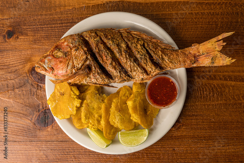 Εκτύπωση καμβά fried red snapper and fried plantains