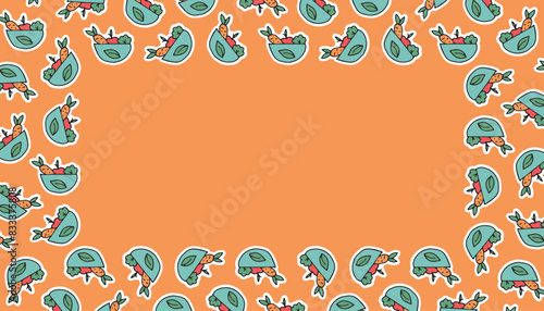 vegetables. salad. vegetables for the salad. pattern. the poster. frame. vector. retro palette. on a colored background. place for the inscription. hand-drawn.