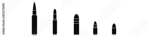 Bullet icon vector set. Cartridge illustration sign collection. Projectile symbol. Weapon logo.