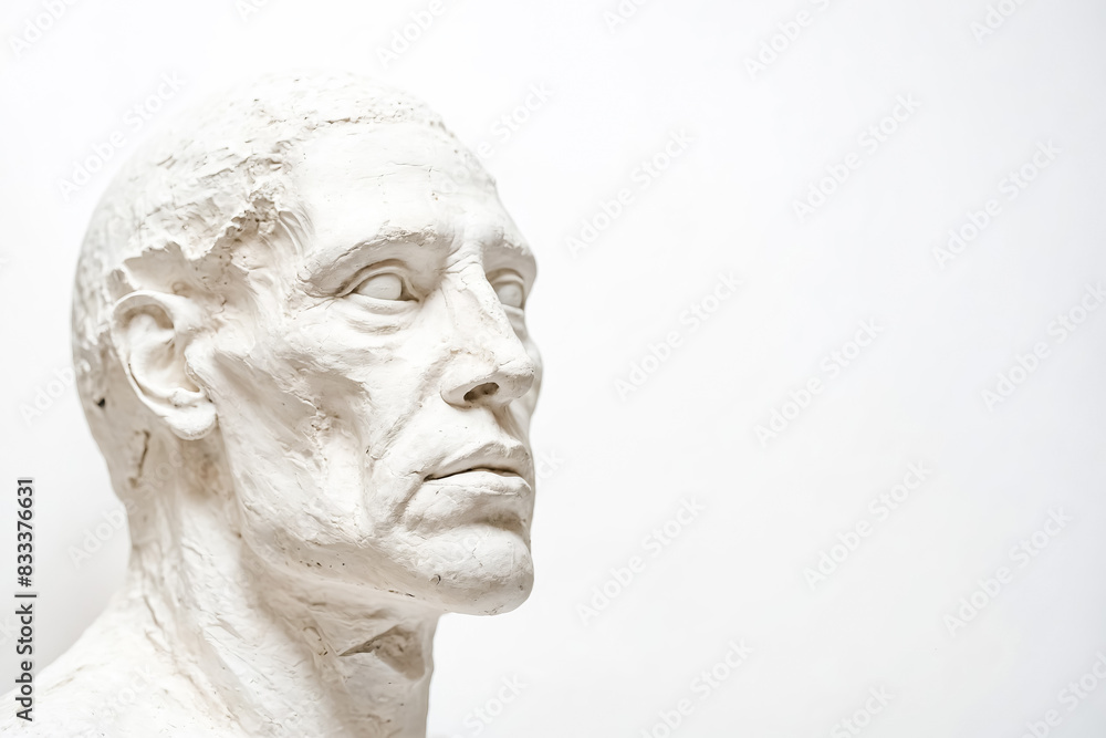 White Plaster Bust of a Man's Head