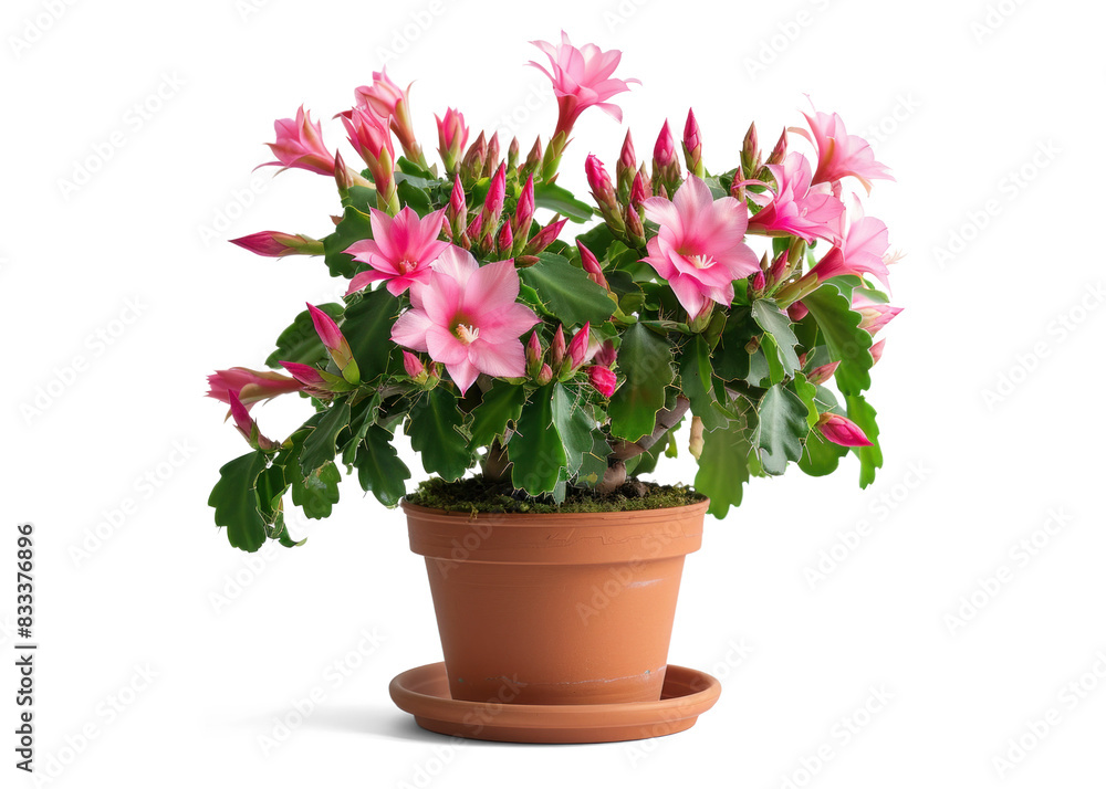 Christmas Cactus Plant in a Pot with Pink Flowers