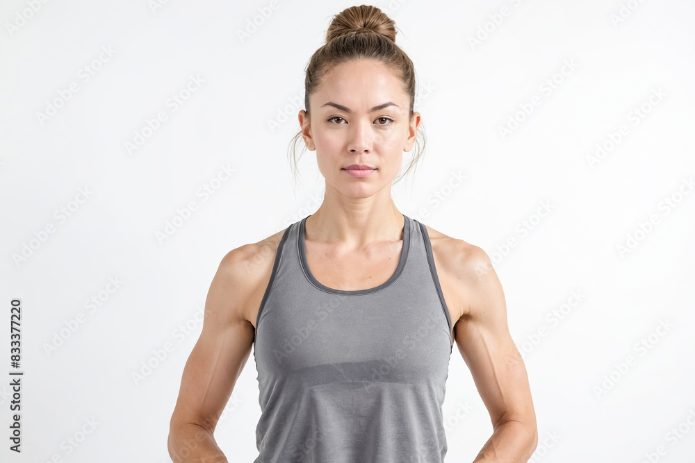 Portrait of a Confident Woman in a Gray Tank Top Portrait of a Confident Woman in a Gray Tank Top