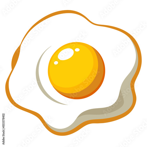 A vibrant illustration of a sunnysideup egg with a yellow yolk on a white background