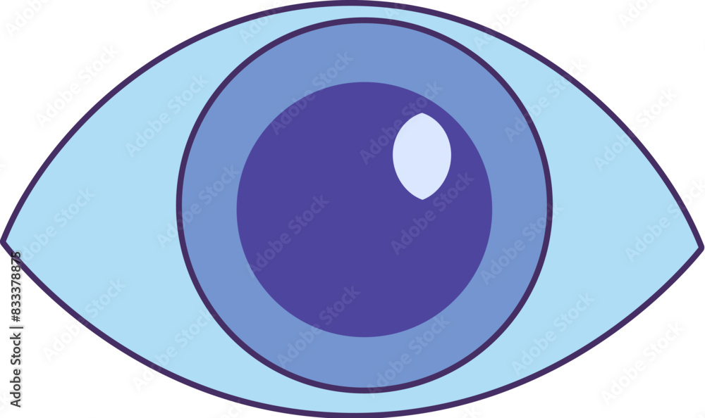 Healthy eye icon. Examination of pupil and iris, medical stroked cartoon element for modern and retro design. Simple color vector pictogram isolated on white background Healthy eye icon. Examination of pupil and iris, medical stroked cartoon element for modern and retro design. Simple color vector pictogram isolated on white background