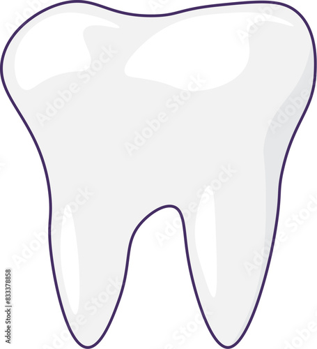 Healthy undamaged tooth icon. Baby molar, medical stroked cartoon element for modern and retro design. Simple color vector pictogram isolated on white background