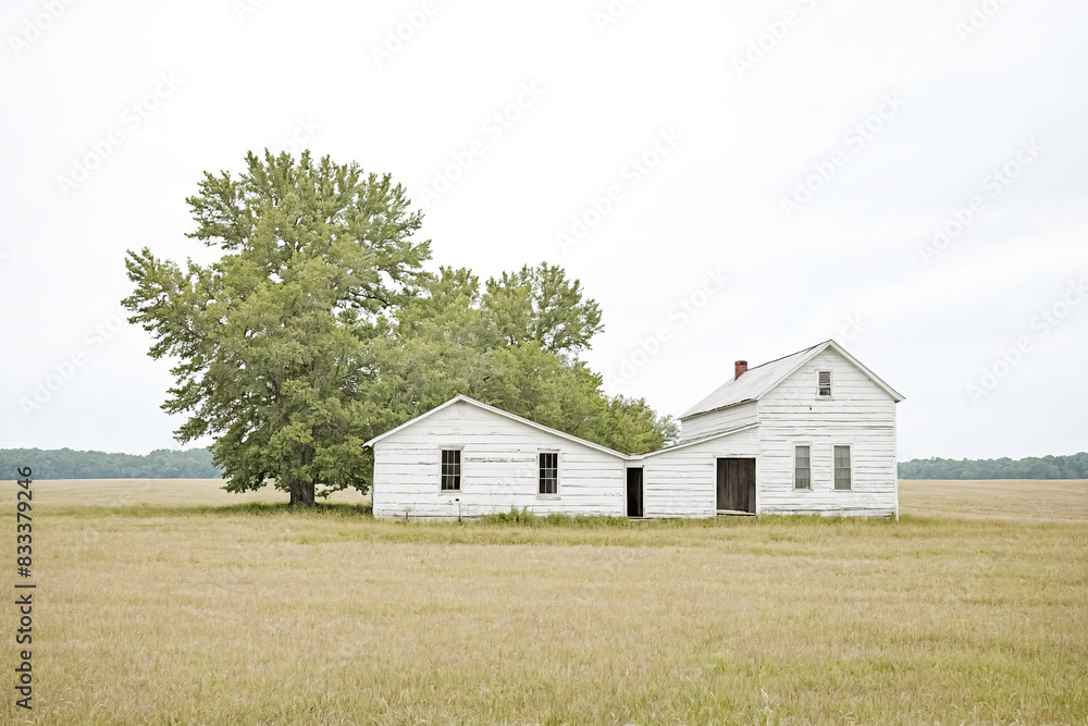 White Farmhouse in a Field White Farmhouse in a Field