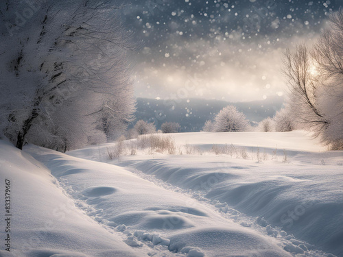 Wallpaper Mural winter landscape with snow Torontodigital.ca