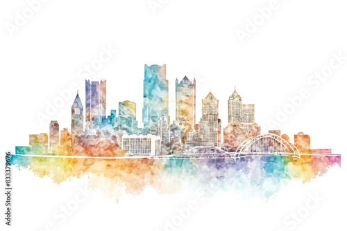 Pittsburgh Skyline Watercolor